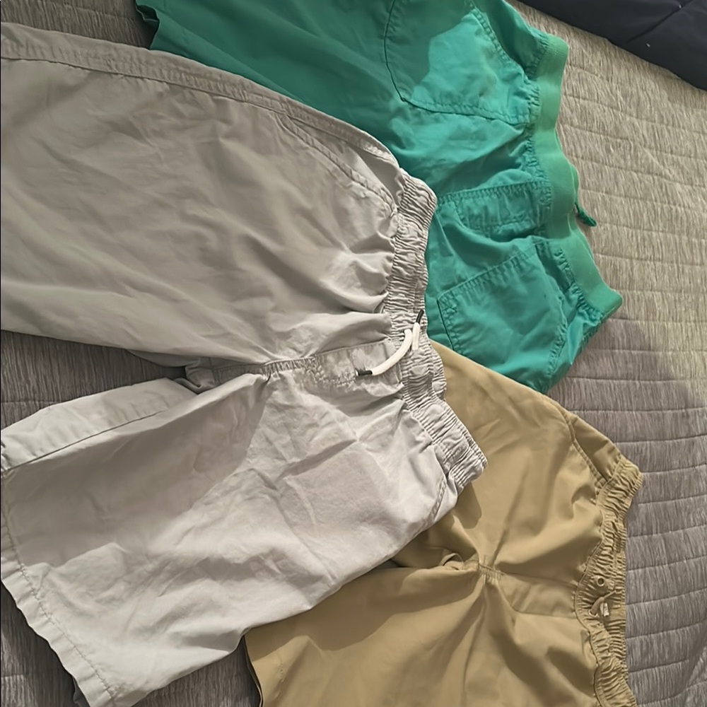 Set of Three Casual Shorts in Green (14/16) White, and Tan (12/14)